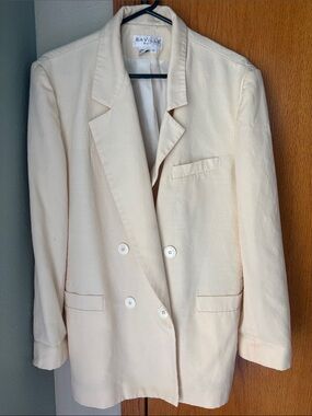 VTG 80s Cream Double-Breasted Women's Blazer